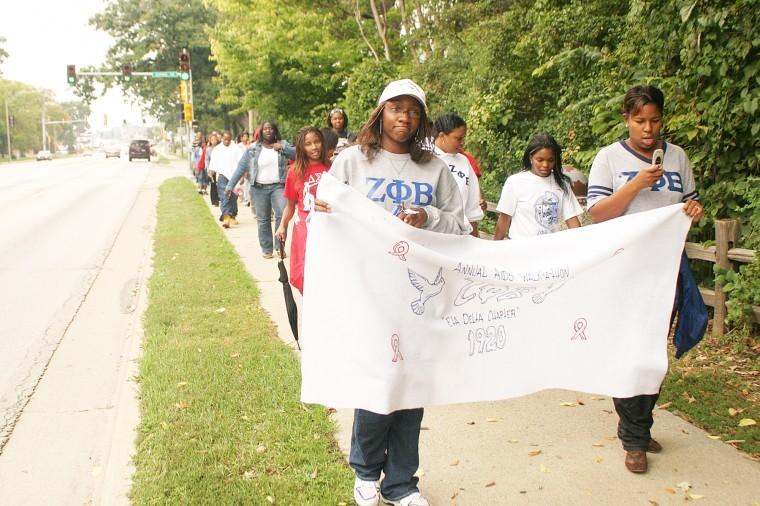 Members of Zeta Phi Beta participate in the organizations annual AIDS Walk-a-thon in this Sept. 25, 2005 file photo.