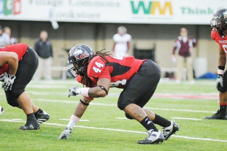 Although NIU defensive end Darnell Bolding is undersized for an end, it hasnt stopped him from making plays this season. 