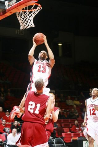 Xavier Silas goes up for two of game-high 34 points Sunday night against Cardinal Stritch.