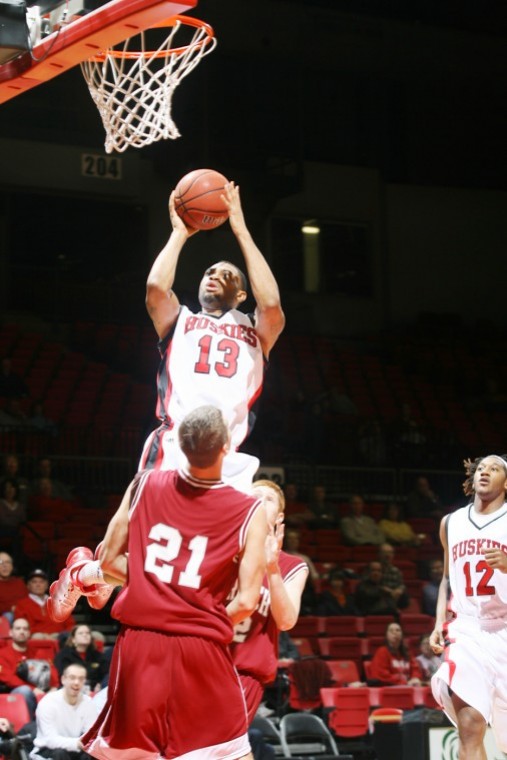 Xavier Silas goes up for two of game-high 34 points Sunday night against Cardinal Stritch. 