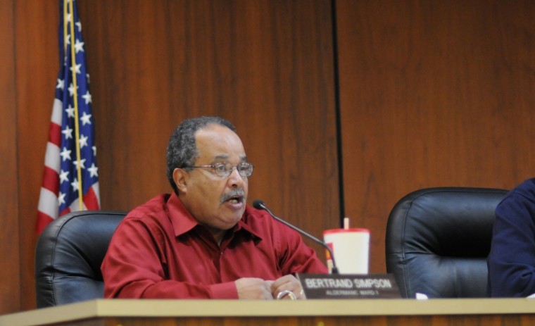 First Ward Alderman Bertrand Simpson speaks in support of Ordinance 11-02 at Mondays city council meeting. The ordinance would change residency requirements for employees and officials, allowing non-DeKalb residents to hold jobs as department heads. The city is still attempting to fill the Public Works Directors position. 