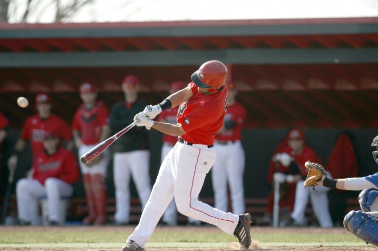 NIUs Joe Etcheverry his a home run in the bottom of the 5th inning Wednesday against Aurora.