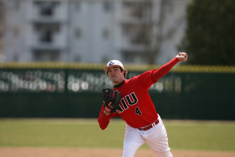 NIU pitcher Tom Barry delivers a pitch during a game earlier in the season