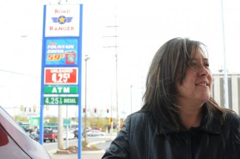 Shirley Floreani, senior commuter student from Westchester, fills up her Nissan Murano Monday night at Road Ranger, 125 N. Annie Glidden Rd. Gas prices put a financial strain on commuter students.