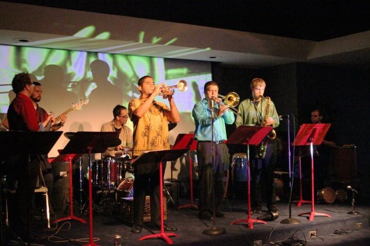 NIUs Latin Jazz Ensemble played at Latin Dance Party in the
Diversity room of the Holmes Student Center Tuesday night.
