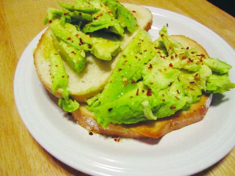 
1 half avocado


1-2 slices multi-grain bread (or whatever)


Olive Oil


Red pepper flakes


Salt

Slice up avocado and pile onto slice(s) of toasted bread.
Drizzle on a small amount of olive oil and add a pinch or two of
salt and red pepper flakes. More savory than a fruit cup, this
quick meal will keep those mid-class pangs at bay.
 
