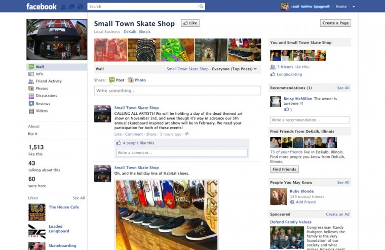 Small Town Skate Shop, 229 E. Lincoln Highway, uses Facebook as
a way to reach more customers.
