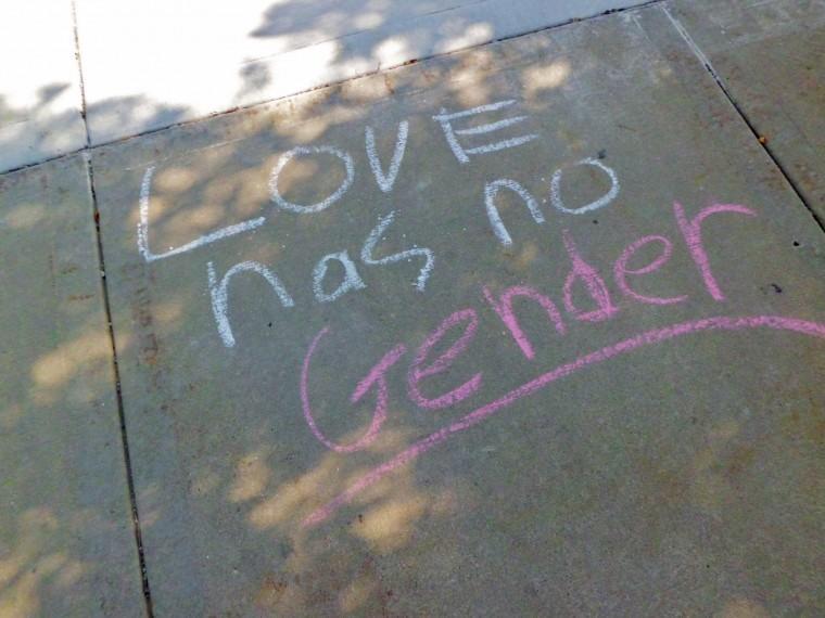 The LGBT Resource Center kicked off LGBTQ History Month with
their You-Are-Loved Chalk Message Project on Monday by writing
loving sayings all over campus sidewalks.
