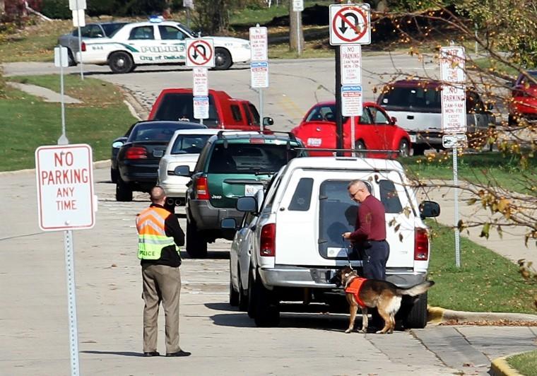 A search dog was dispatched at Barsema Hall, 740 Garden Road,
after a bomb threat was reported at 11 a.m. Monday morning.
