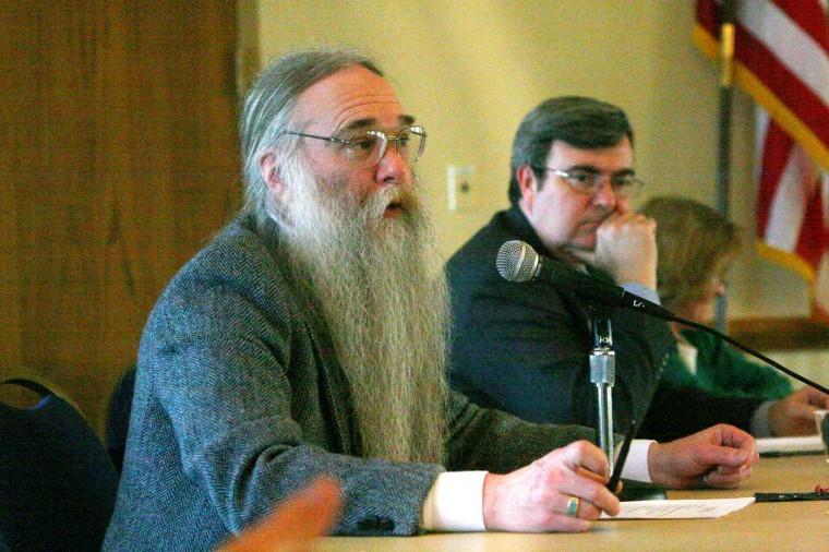 NIU Ombudsman Tim Griffin speaks during Faculty Senate Wednesday afternoon in the Sky Room of the Holmes Student Center. 