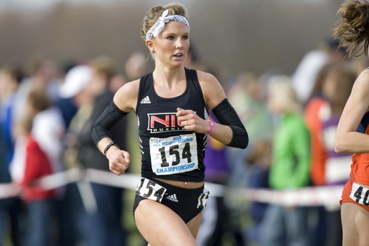 NIUs Courtney Oldenburg keeps her pace at the NCAA Midwest Regional last fall.
