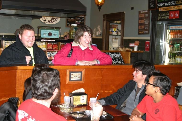 Members of NIUs Engineers Without Borders organization met for a fundraiser at Potbelly Sandwich Shop, 1013 W. Lincoln Highway, Tuesday night.
