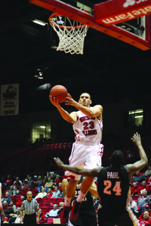 Sophomore Abdel Nader goes up for a layup in the game against Western Michigan University on Saturday.
