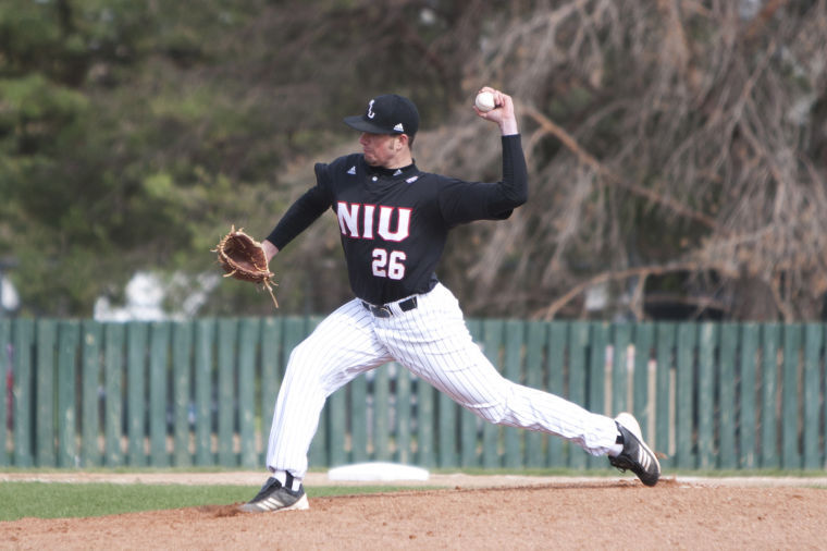 Sophomore pitcher Ben Neumann pitches the ball in a game against Illinois State University during the 2012 season.
