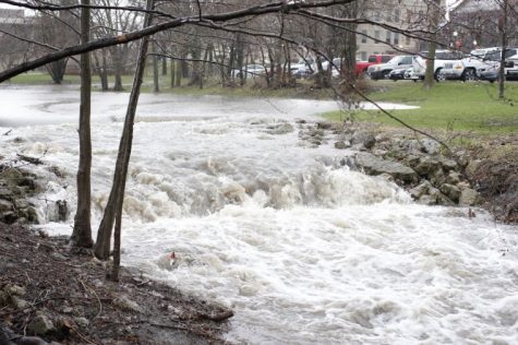 The usual trickle of water outflowing from the East Lagoon into the Kishwaukee River was turned into a violent rapid during Wednesday's sever thunderstorm.