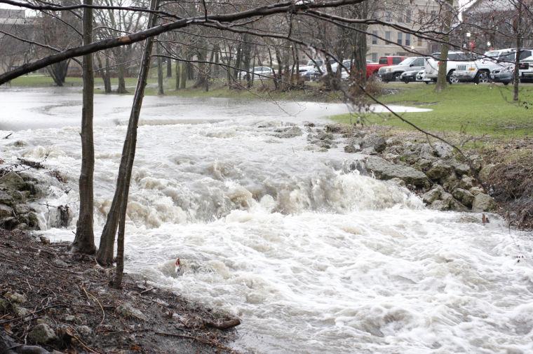 The usual trickle of water outflowing from the East Lagoon into the Kishwaukee River was turned into a violent rapid during Wednesdays sever thunderstorm.
