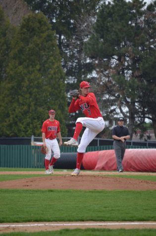 Senior pitcher Alex Klonowski pitches during a game in April, 2013 against Miami University.