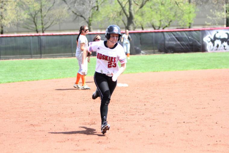 Nicole Gremillion runs to third base May 5 last season against Bowling Green University in DeKalb. Gremillion has started all 20 games in left field for the Huskies this season.