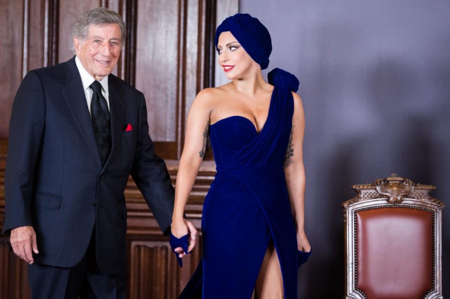 Tony Bennett (left) and Lady Gaga attend a media event Sept. 22 at the Brussels’ city hall in Belgium. The duet released their album, Cheek to Cheek, Sept. 23.