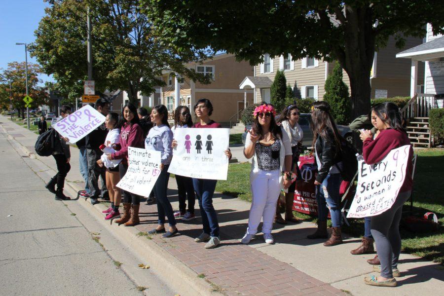 Students protest against domestic violence