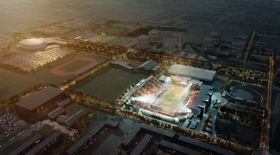 A render of an overhauled Huskie Stadium.