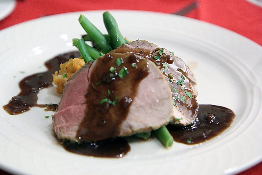 Student chefs at Ellington’s served an herb-crusted pork loin atop a bed of sweet potato mash and green beans at the Sweeties meal Nov. 11. The next event will have a squash theme and take place 11 a.m. Nov. 13.