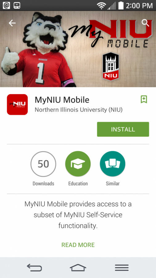 Students with Android or Apple devices can download the MyNIU app from the Google Play store (shown here) or Apple store.
