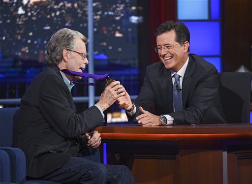 Stephen Colbert interviewing legendary author Stephen King on The Late Show on September 11.