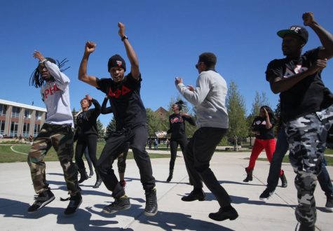 Co-ed dance fraternity Delta Phi Delta members raise awareness and money for suicide prevention awareness by dancing Sept. 16, 2014, at the Martin Luther King Jr. Commons.