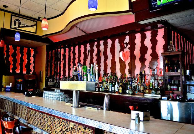 The bar inside Fanatico decorated for Valentines Day.