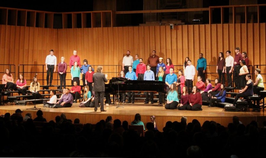 The NIU Concert Choir performs at the Make Our Garden Grow benefit concert Saturday at the Boutell Memorial Concert Hall.