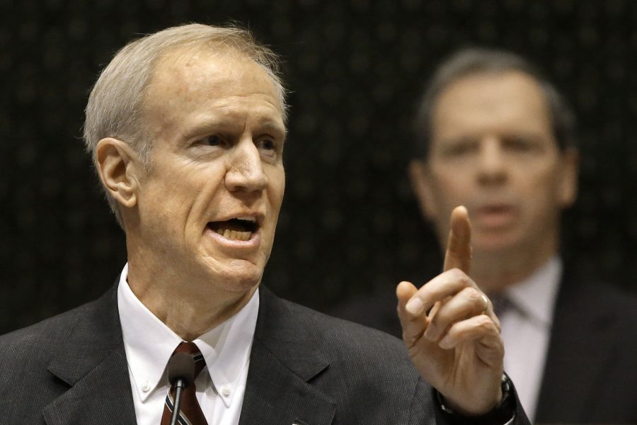 Gov.+Bruce+Rauner+delivers+his+annual+budget+address+to+a+joint+session+of+the+General+Assembly+in+the+House+chambers+at+the+Capitol+Building+on+Wednesday+in+Springfield.