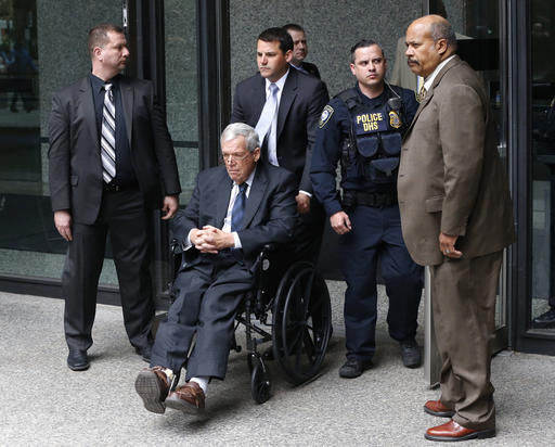Former U.S. House Speaker Dennis Hastert departs the federal courthouse April 27, in Chicago, after his sentencing on federal banking charges which he pled guilty to last year. Hastert was sentenced to 15 months in prison.
