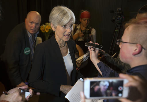 Green party presidential candidate Jill Stein takes questions from reporters during a campaign stop Oct. 6 at Humanist Hall in Oakland, California. Stein hopes to woo disaffected Democrats, according to her campaign website.