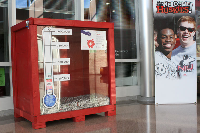 This tab collection box is located in the lobby of the Student Life Building.