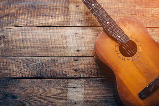 Wooden guitar.