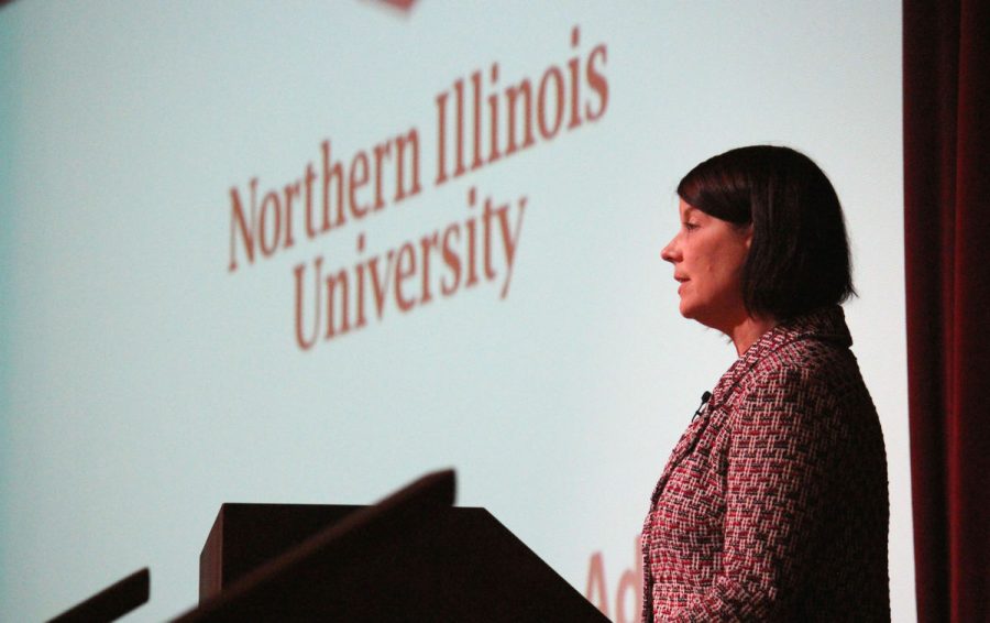 Acting President Lisa Freeman delivered her State of the University address 3 p.m. Sept 20 in Altgeld.
