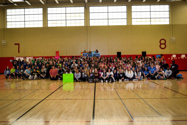 Group photo of all those who attended the eight hour Dance Marathon event on Saturday.