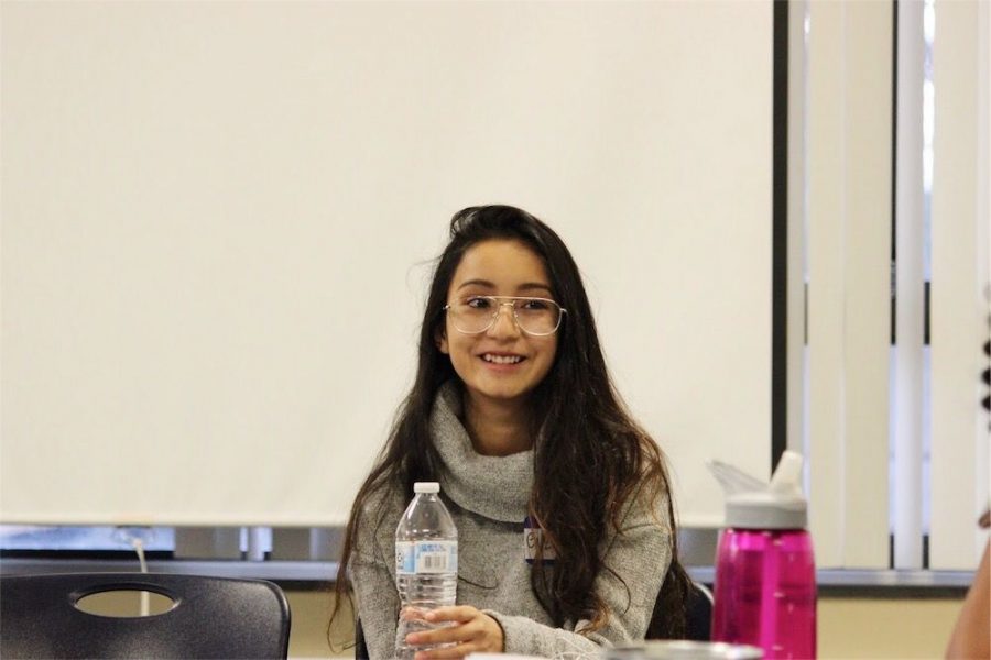 Guzette Espinal, first-year commuter student, talked about healthy relationships and time-management during Girl Talk Wednesday.