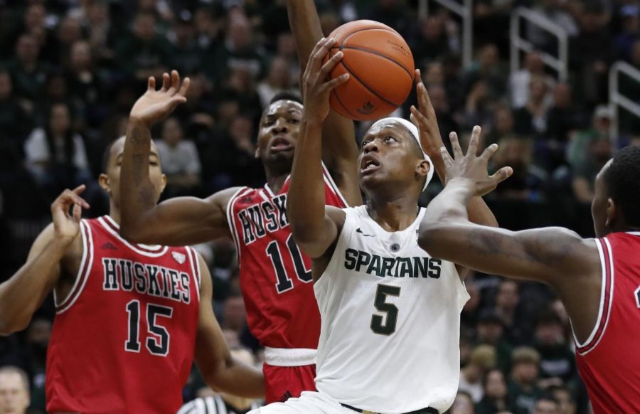Michigan+State+guard+Cassius+Winston+%285%29+makes+a+layup+as+Northern+Illinois+defends+during+the+second+half+of+an+NCAA+college+basketball+game%2C+Saturday%2C+Dec.+29%2C+2018%2C+in+East+Lansing%2C+Mich.+%28AP+Photo%2FCarlos+Osorio%29