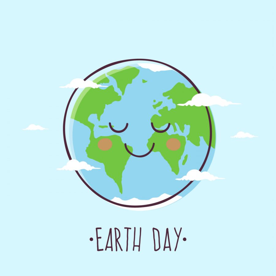 Earth Day. Smiling Cartoon Planet Earth.