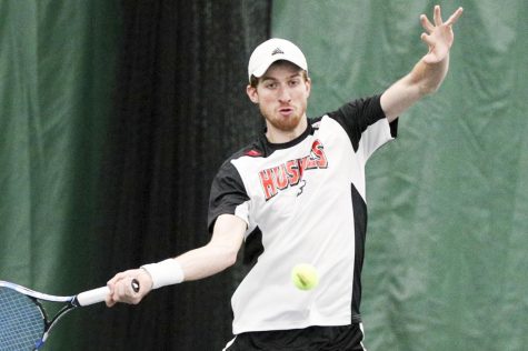April 27, 2018: during the 2018 Mid-American Men's Tennis Championship between the Buffalo Bulls and Northern Illinois Huskies at the Miller Tennis Center in Amherst, N.Y. (Nicholas T. LoVerde)