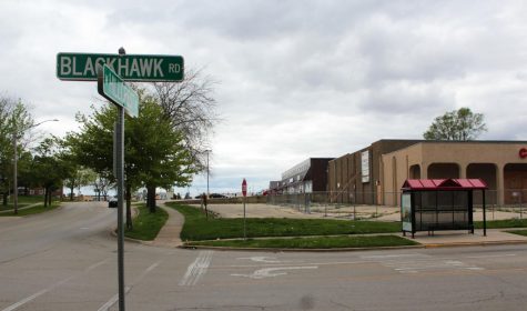 The now-closed campus theater stands May 20 at the corner of Blackhawk Road and West Hillcrest Road.
