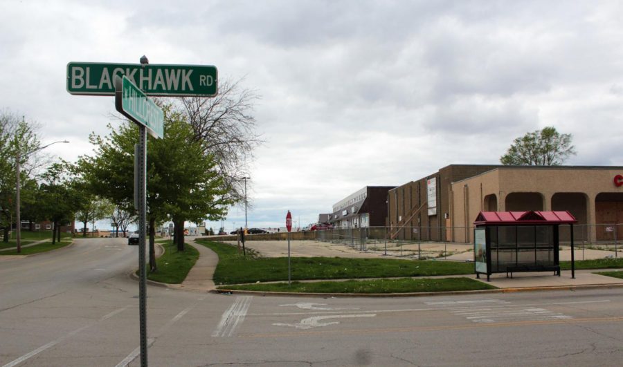 The now-closed campus theater stands May 20 at the corner of Blackhawk Road and West Hillcrest Road.