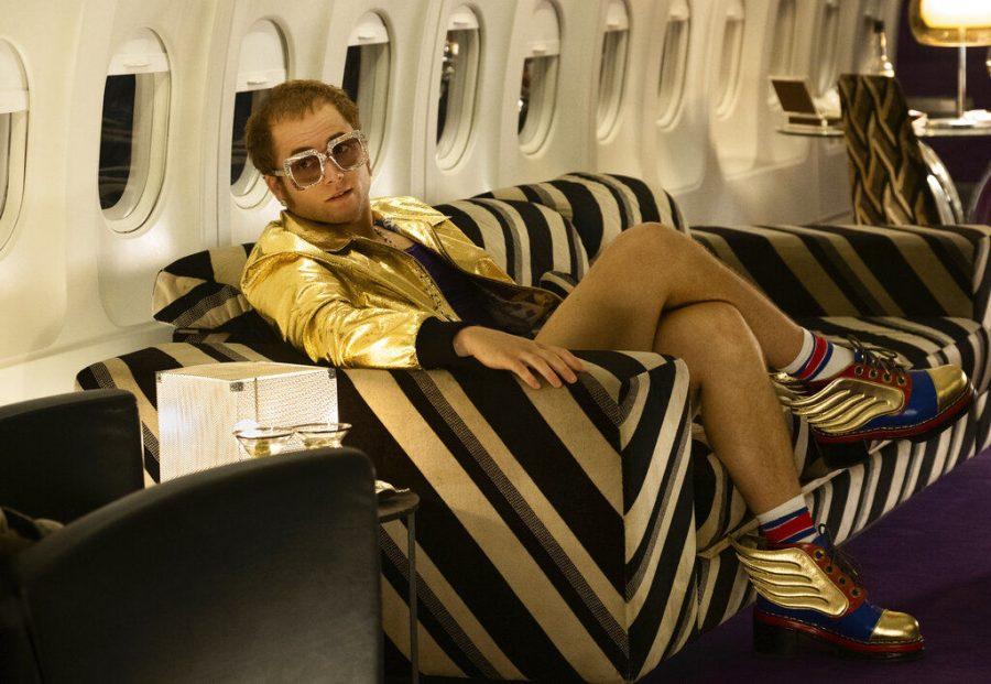 Taron Edgerton stars in the musical fantasy Rocketman as Sir Elton John.