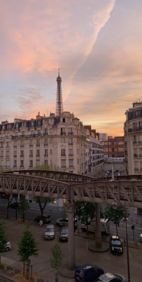 The Eiffel Tower stands tall over the buildings in Paris.