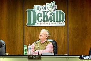 In this Oct. 28 photo, Mayor Jerry Smith listens to council proceedings in the DeKalb Municipal Building, 200 South Second Street.