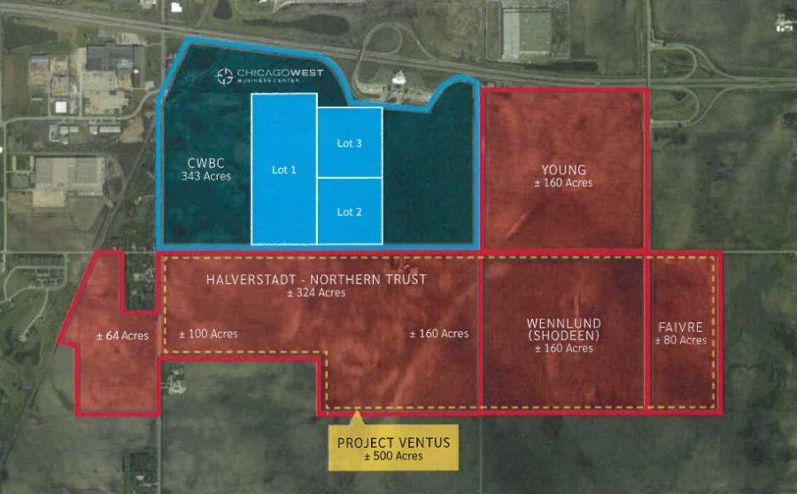 A map shows the area Ventus Tech Services, LLC. is hoping to have annexed for its company.