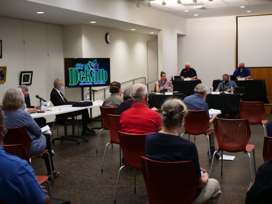 First Ward Alderperson Carolyn Morris reads a letter out loud during DeKalbs City Council meeting on Monday, July 13th.
