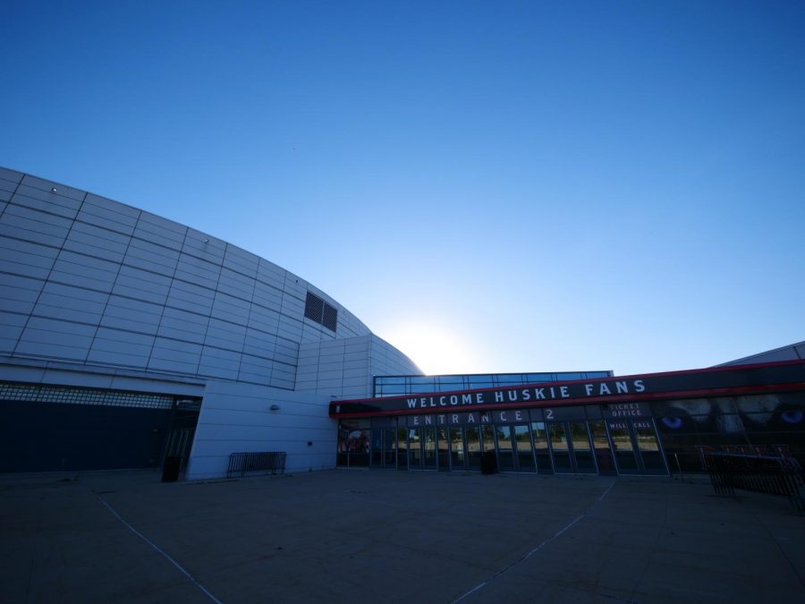 Entrance of the NIU Convocation Center, 1525 W. Lincoln Highway.